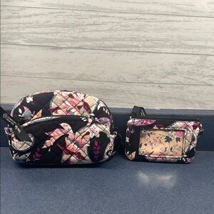 Vera Bradley Black and Pink Cosmetic Bag Set